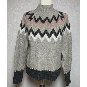Aspen womens fair isle raglan sleeve sweater M winter ski snow lodge cabincore